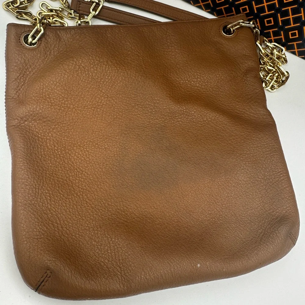 Tory Burch Brown Leather Shoulder or Crossbody Bag with Gold Chain - Picture 4 of 6